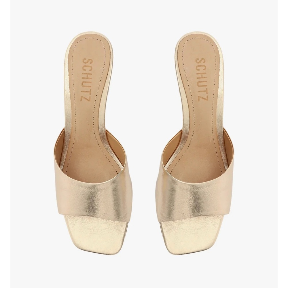 Schutz Gold Women's Slide Sandals